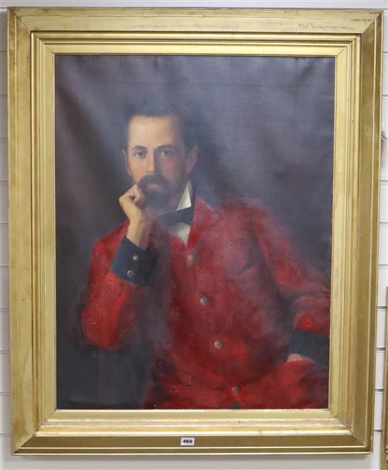 English School (19th century), half-length portrait of a young bearded gentleman, oil on canvas 83 x 64cm